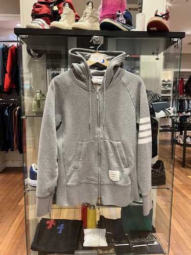 Thom Browne Thom Grey 4 bar striped zip up hoodie 