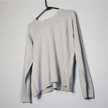 Silver Metallic Sweater L Liz Claiborne Vintage Mi