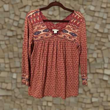 Lucky Brand Lucky Brand Womens Top Small Red Flora