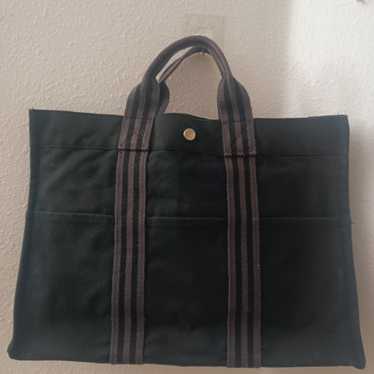 Hermès Fourre Tout Canvas Hand Tote Bag  Black Aut