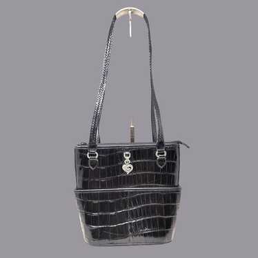 Vintage Brighton Bucket Bag Black Leather Croc