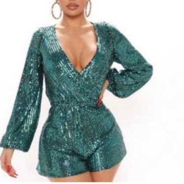 Meek Emerald Green sequent, romper, medium