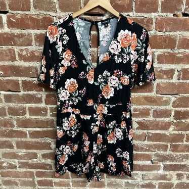 Torrid Black Floral Challis Plus Size Romper 00