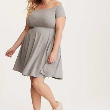 Torrid Grey Jersey Off-Shoulder Skater Dress