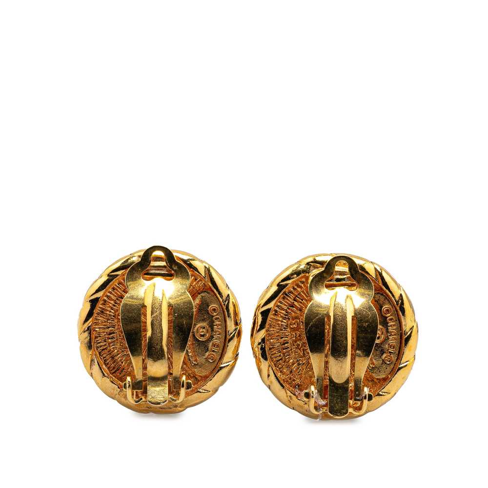 Gold Chanel Gold Plated CC Round Clip On Earrings - image 2
