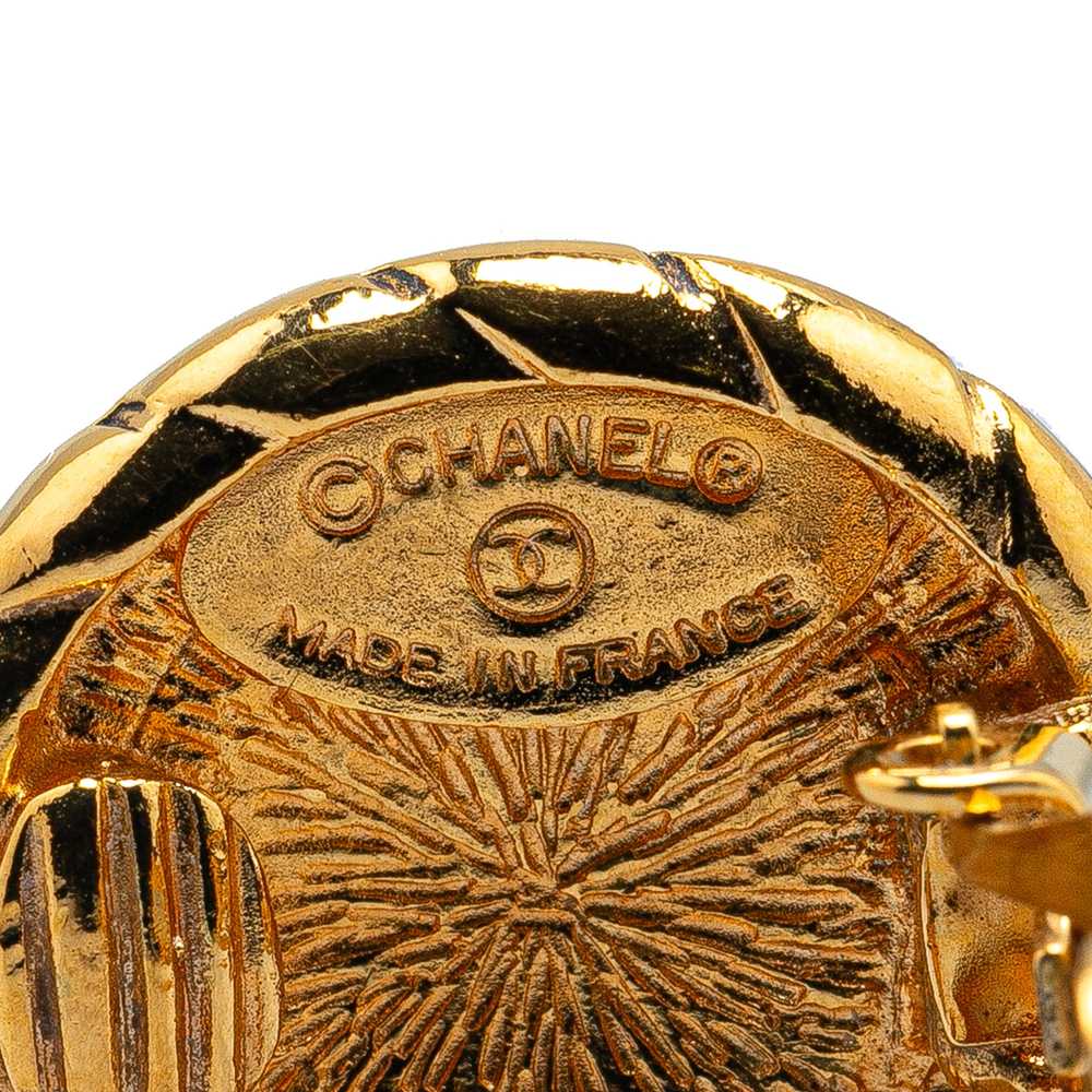 Gold Chanel Gold Plated CC Round Clip On Earrings - image 4