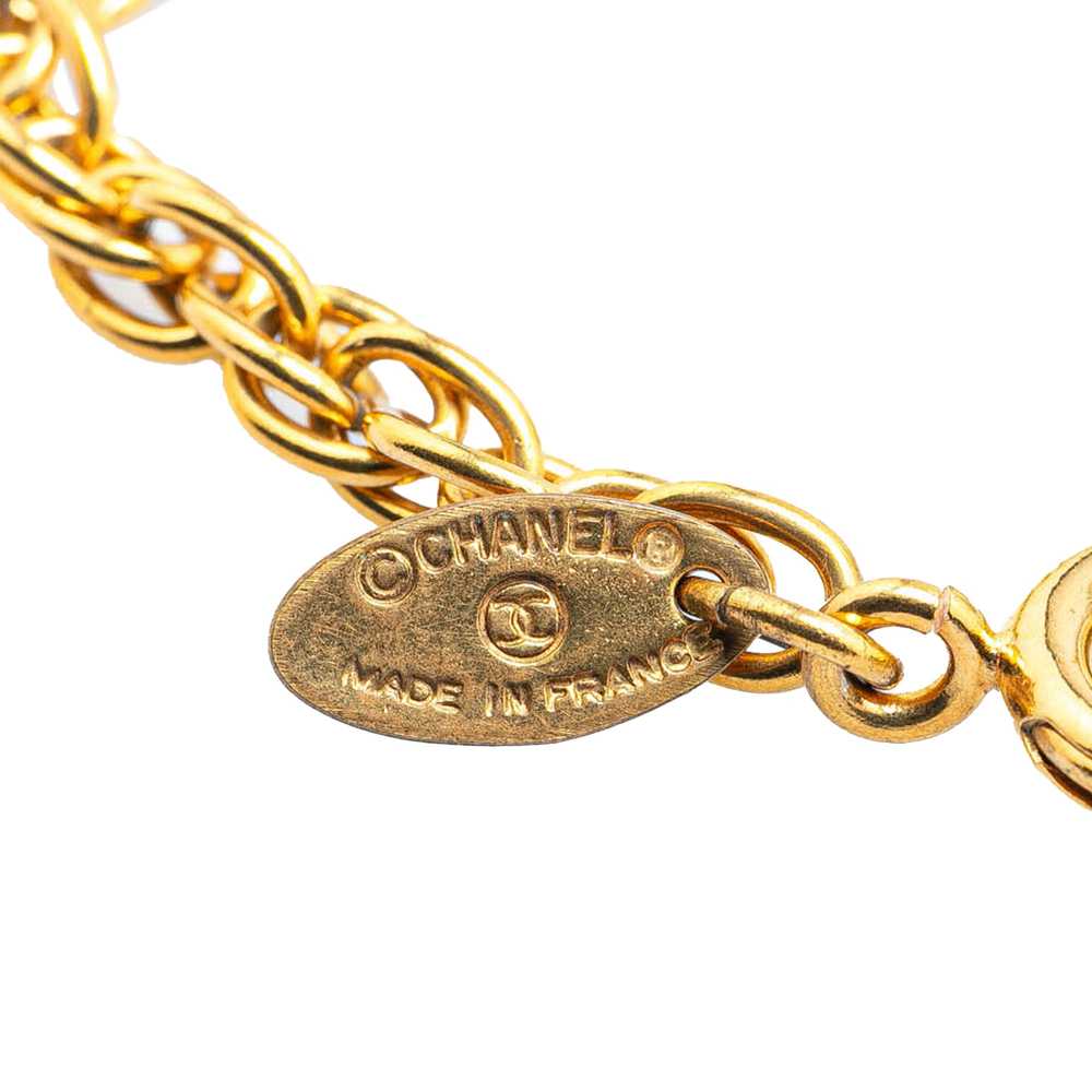 Gold Chanel Gold Plated CC Round Pendant Necklace - image 2
