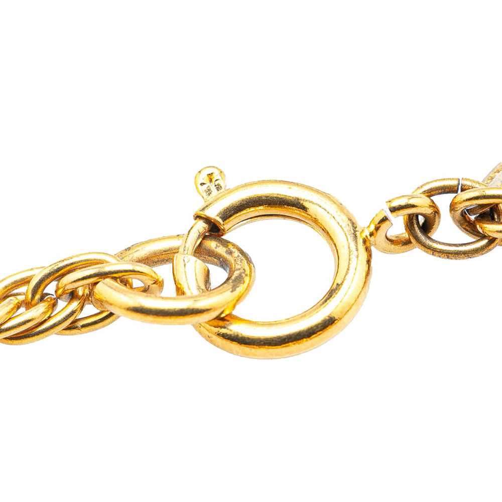 Gold Chanel Gold Plated CC Round Pendant Necklace - image 3