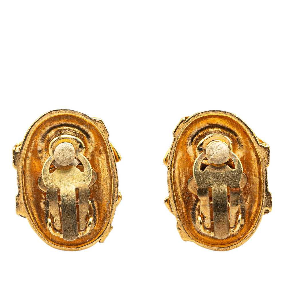 Gold Chanel Gold Plated CC Clip On Earrings - image 2