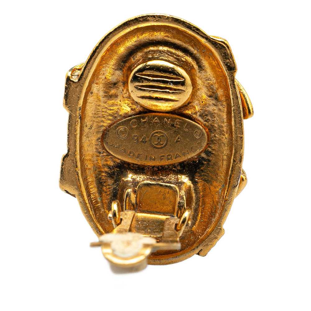 Gold Chanel Gold Plated CC Clip On Earrings - image 3