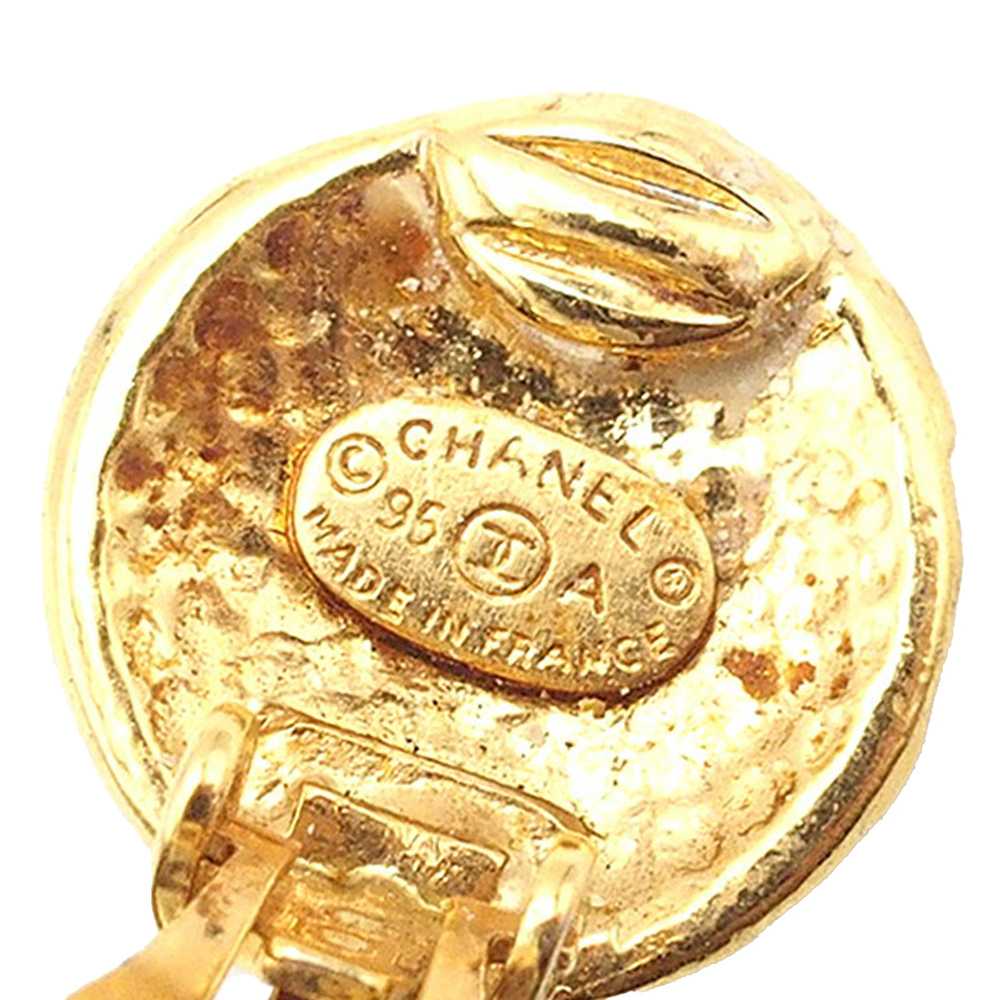 Gold Chanel Gold Plated CC Round Clip on Earrings - image 4