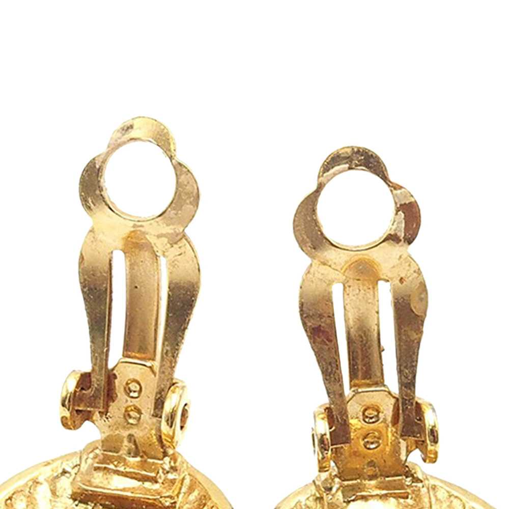 Gold Chanel Gold Plated CC Round Clip on Earrings - image 5