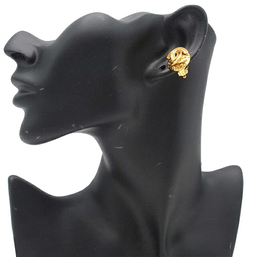 Gold Chanel Gold Plated CC Round Clip on Earrings - image 6