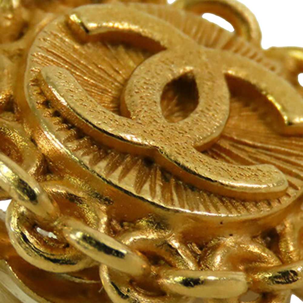 Gold Chanel Gold Plated CC Round Clip On Earrings - image 3