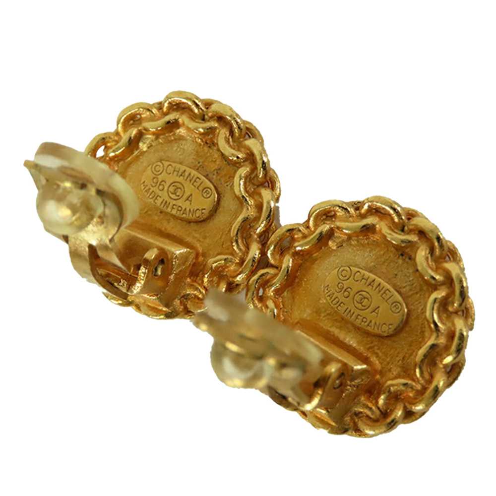 Gold Chanel Gold Plated CC Round Clip On Earrings - image 4