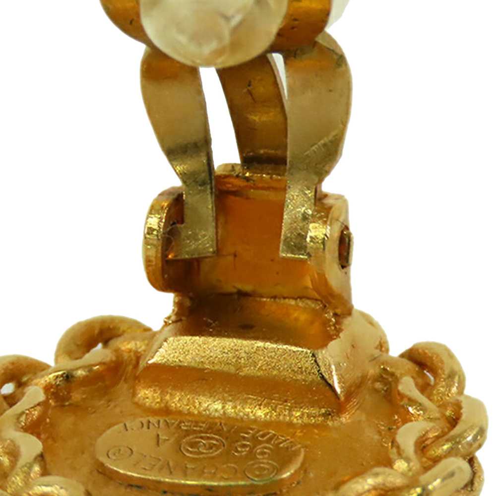 Gold Chanel Gold Plated CC Round Clip On Earrings - image 5