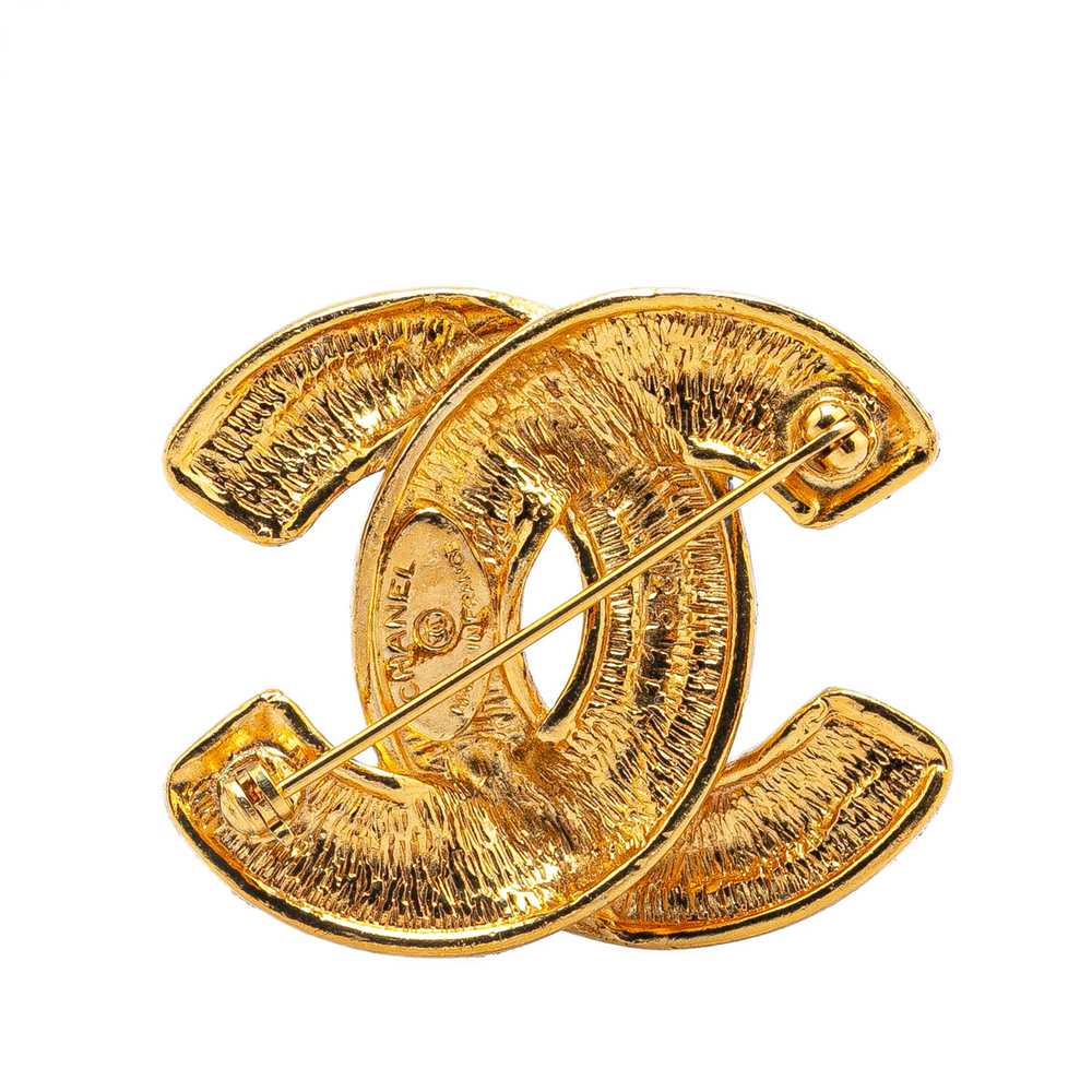 Gold Chanel Gold Plated CC Quilted Brooch - image 2