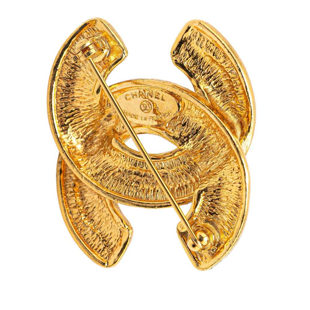 Gold Chanel Gold Plated CC Quilted Brooch - image 3
