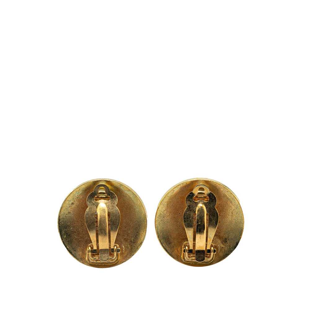 Gold Chanel Gold Plated CC Button Clip On Earrings - image 2