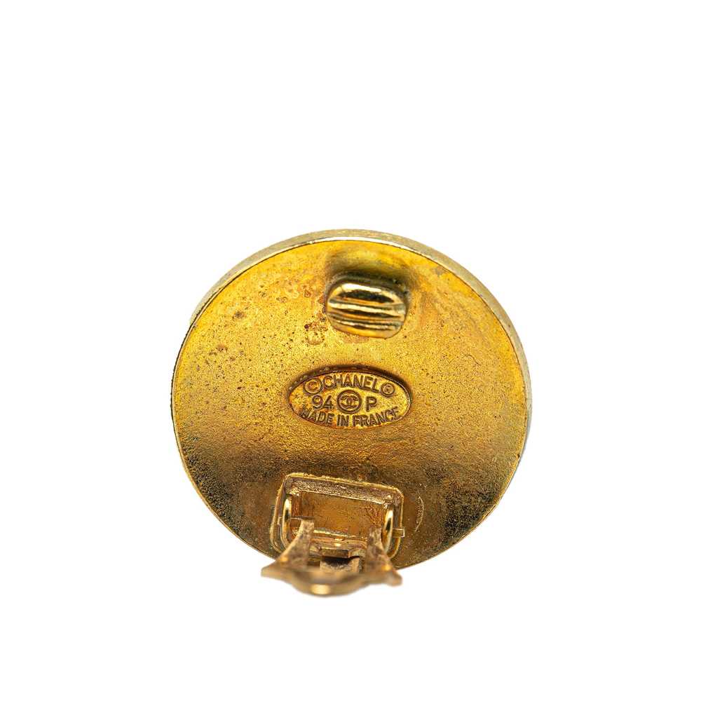 Gold Chanel Gold Plated CC Button Clip On Earrings - image 3
