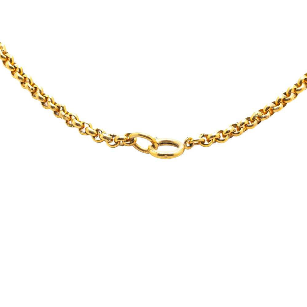 Gold Chanel Gold Plated CC Flower Pendant Necklace - image 2