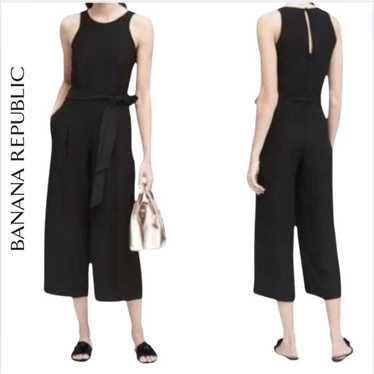 Banana Republic Black Jumpsuit Cropped Wide Leg Ju