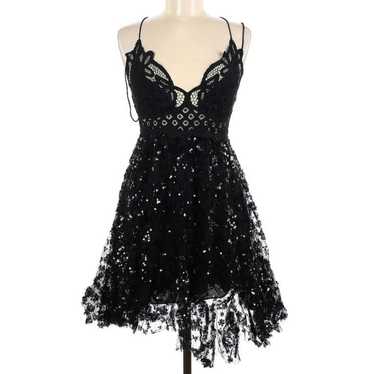 Free People Black Sparkling Sequin Medium Adella … - image 1