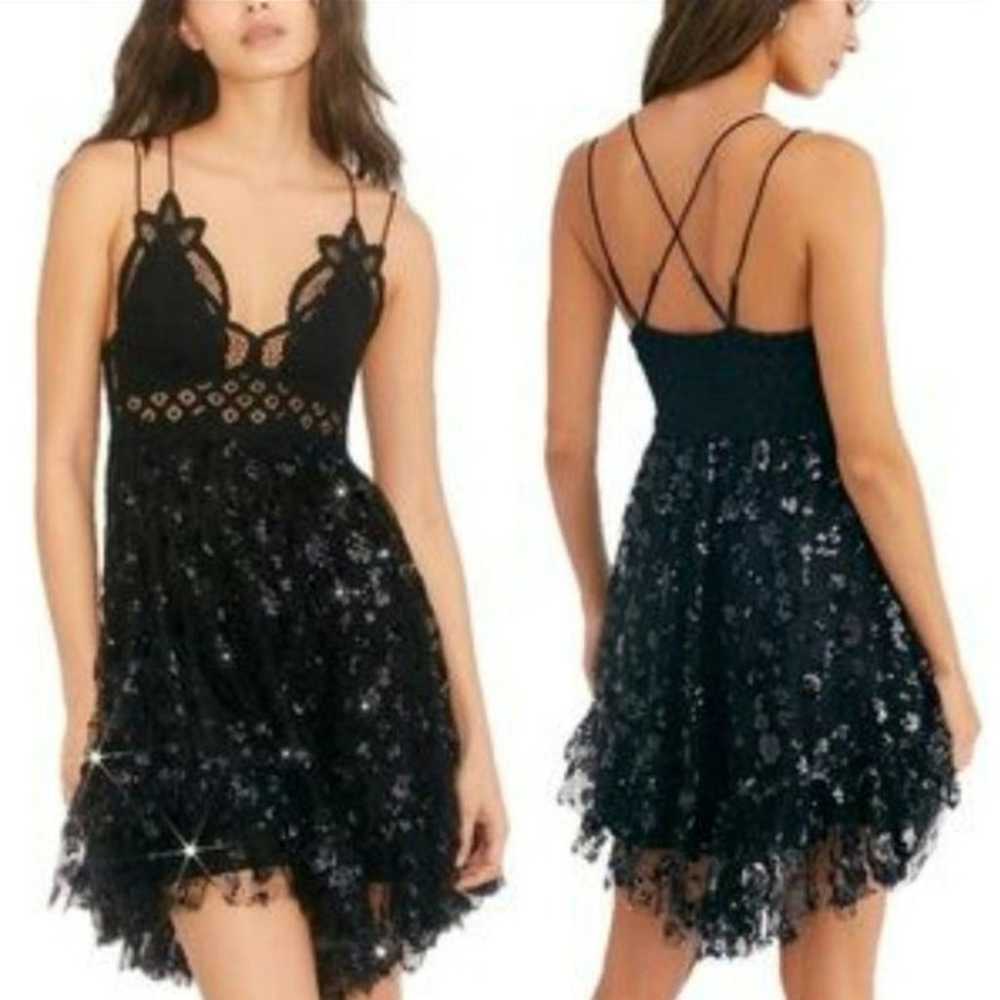 Free People Black Sparkling Sequin Medium Adella … - image 5