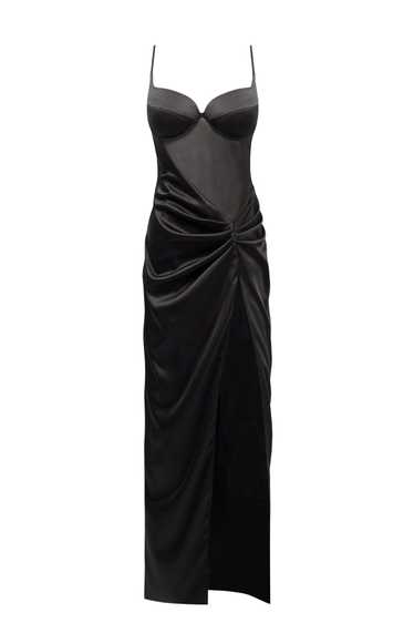 Milla Chic satin maxi dress with semi-transparent 