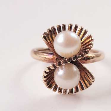 Estate 14 K Gold  Pearl Ring