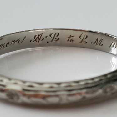 Vintage 1933 Engraved 18K White Gold Belais Weddin