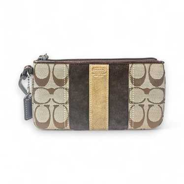 Coach Signature Canvas & Suede Wristlet