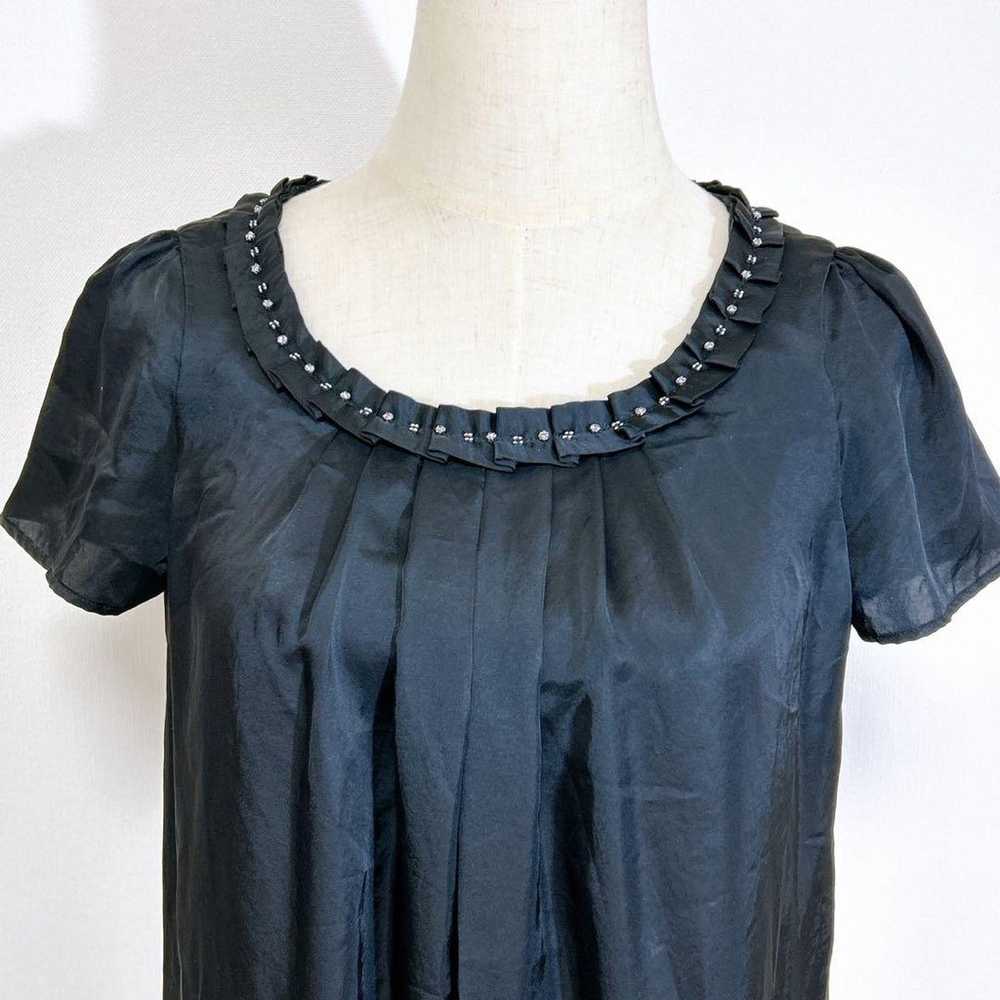 Untitled Bijou & Frill Shiny Black Short Sleeve L… - image 7