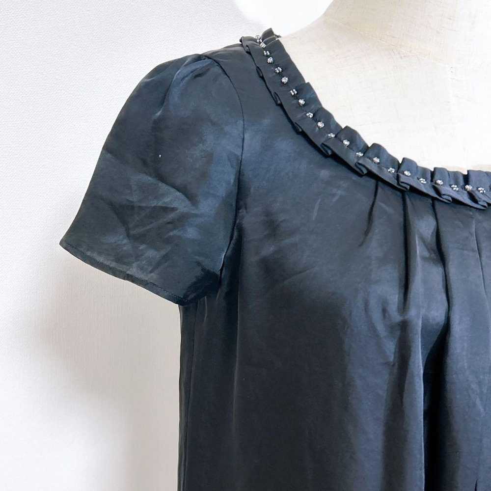 Untitled Bijou & Frill Shiny Black Short Sleeve L… - image 8