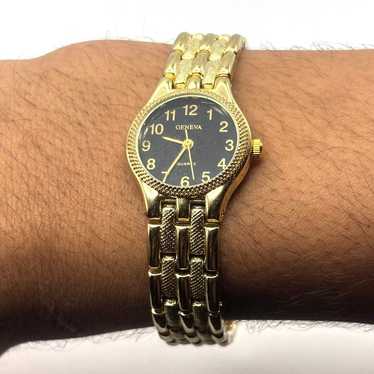 Vintage Gold & Black Geneva Men's Watch