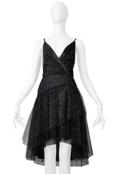 VALENTINO 2016 BLACK TULLE "CONSTELLATION" SLIP DR