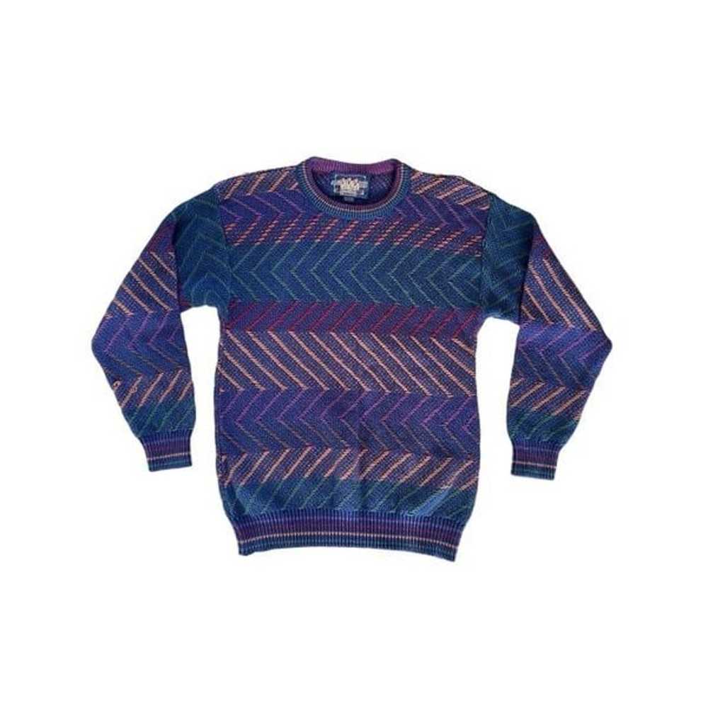 Vintage Ralph Lauren Blue Cotton Sweater 80s/90s … - image 1