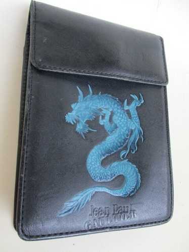 小物 JEAN PAUL GAULTIER dragon bifold wallet Jean Paul Gaultier RARE Gray Dragon Black Leather Long