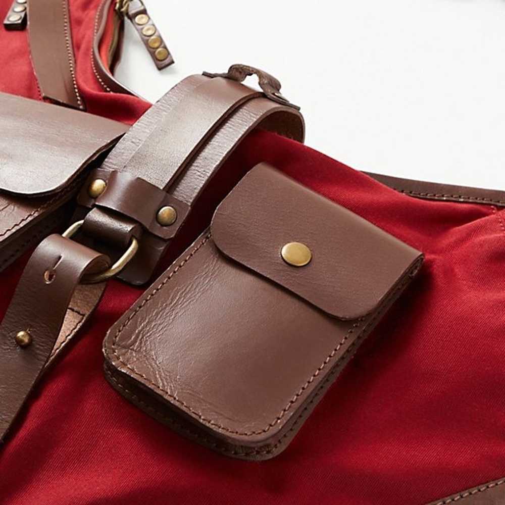 Free people sling bag buckle leather red pockets … - image 6