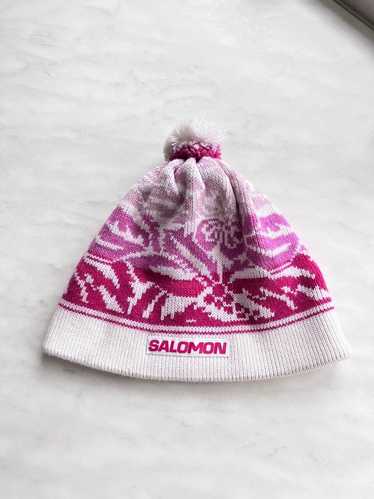 90's 00's y2k Salomon フリース　キャップ　紫　刺繍　ロゴ 90´s 00´s y2k Salomon フリース キャップ 紫 刺繍 ロゴ