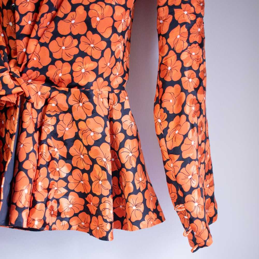 Vintage Floral Button-up Padded Shoulder Blouse S… - image 4