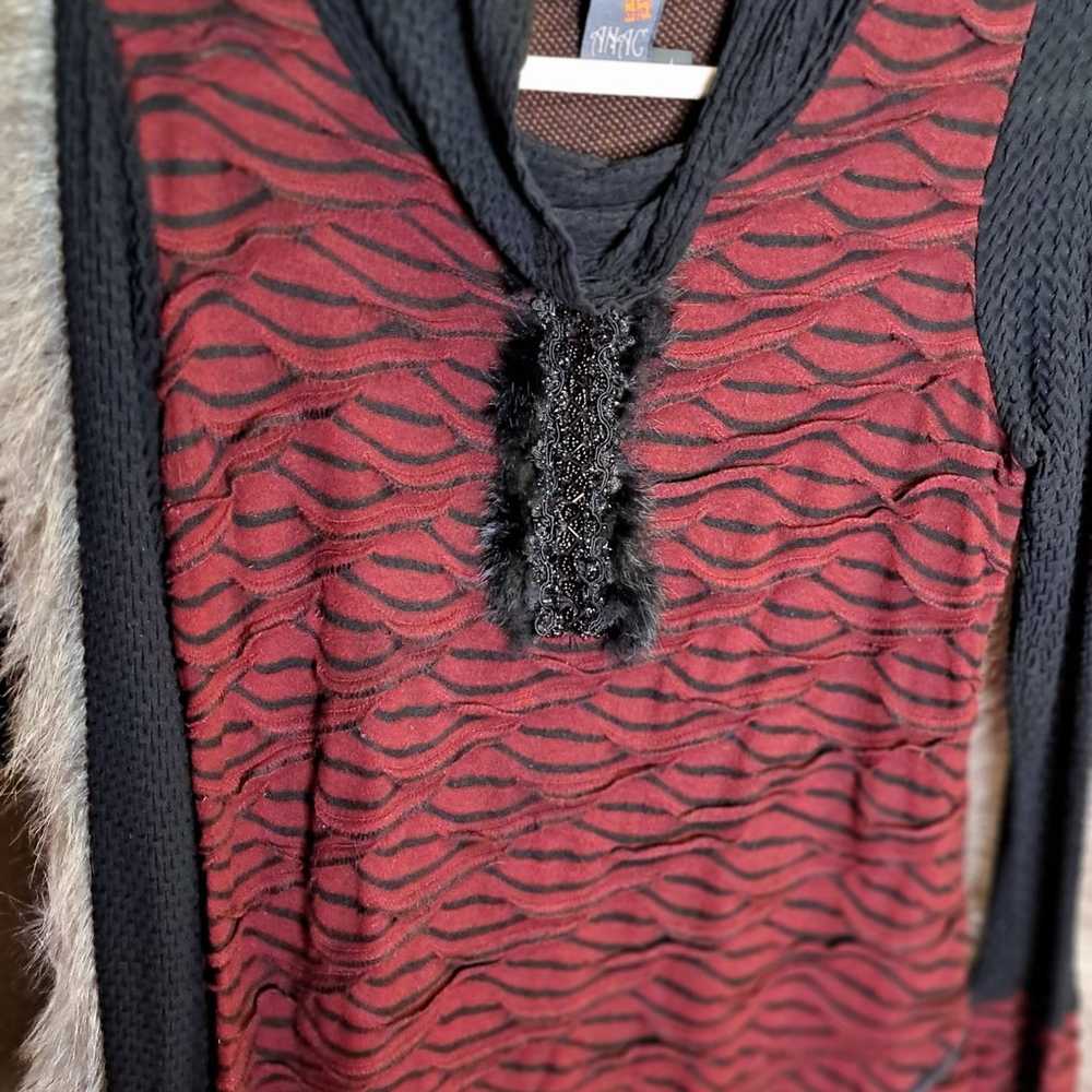 Anthropologie ANAC by Kimi Red Black Long Sleeve … - image 2