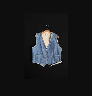 Vintage levi's denim vest / sherpa / 1970s / medi… - image 1