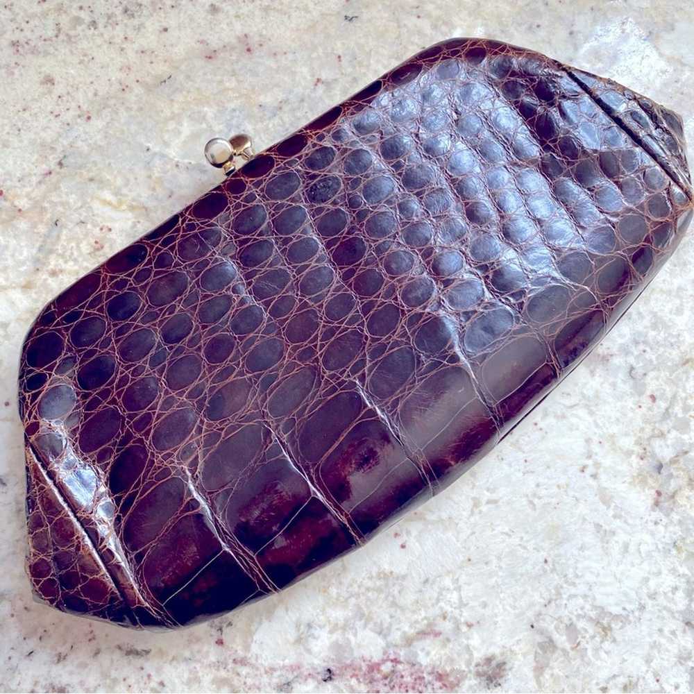 Vintage Lesco Brown Croc Alligator Brown Kiss Loc… - image 9