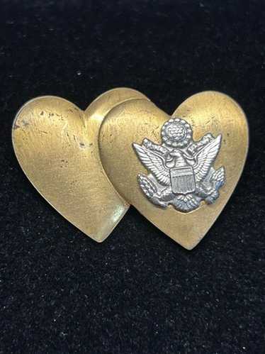 ★アメリカ軍＊１９４０年代＊９２５銀製SWEET HEARTピンブローチ（実物） USA製1940年代WW2ヴィンテージSweetheartマザーオブパール