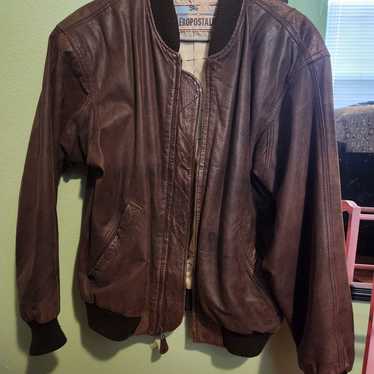 AEROPOSTALEレザージャケット Aeropostale Vintage Leather Jacket Adult Size (46)!!! | eBay