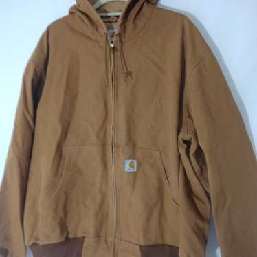 VINTAGE Carhartt Jacket Mens Large Brown Lined Hooded
