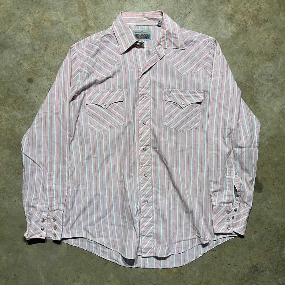 Vintage Vintage 80s Authentic Western Pink Stripe… - image 1