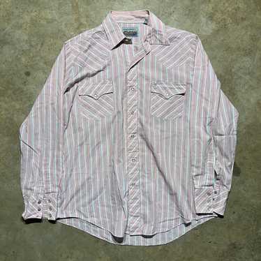 Vintage Vintage 80s Authentic Western Pink Stripe… - image 1