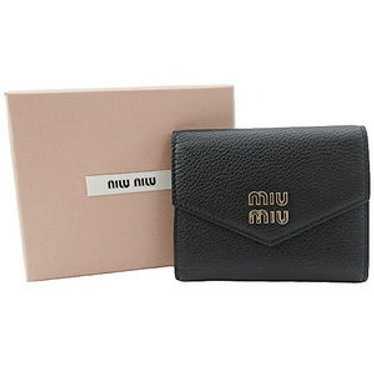 Miu Miu Miu Miu Compact Trifold Wallet Black - image 1
